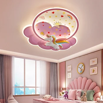 Băiat Fată Dormitor de Lumini Plafon Nou de Desene animate Creative Cloud Astronaut Unicorn Lampa Camera Copiilor Camera de Printesa Lămpi de Tavan