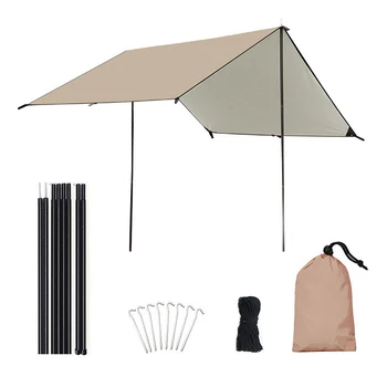 Camping Tent cu Poli Impermeabil, Protectie UV Umbra Soare în aer liber Camping Drumetii cu Rucsacul in spate Prelata de Ploaie Zbura