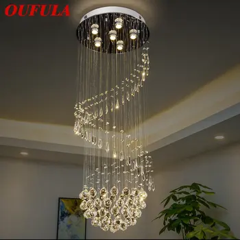 OUFULA Moderne de Cristal Agățat Pandantiv Lumina LED-uri de Lux Creative Roti Candelabru Lampă pentru Casa Living Vilă Duplex