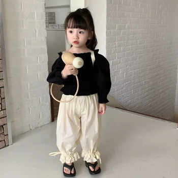 Două Bucăți Fete Haine Seturi 2023 Primăvară Coreean Bluza Cu Maneci Lungi, Topuri Si Pantaloni De Moda Pentru Copii Haine Copilul Fete Haine