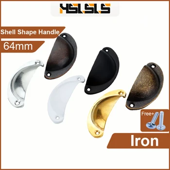 HSLSLS Retro de Bucatarie din Metal Sertar Mânerul Ușii Și Mobilier Butoane Handware Dulap Alama Antic Shell Trage Mânere