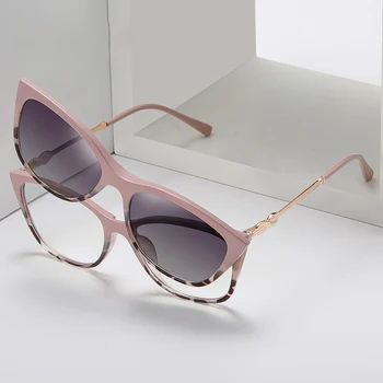 VCKA Ochi de Pisica Magnetic Clip-on Polarizat ochelari de Soare Femei 2023 Moda Anti-Albastru Ochelari Rame pentru Calculator Ochelari de vedere Femei UV400
