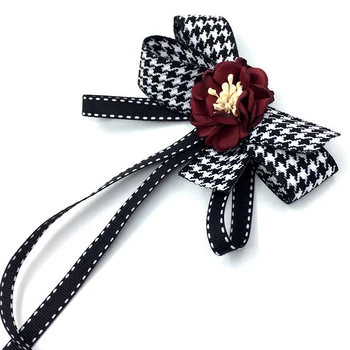 Versiunea coreeană a Crescut Houndstooth Papion Corsaj Guler de Flori Broșe Streamer Accesorii de Moda pentru Femei Tricou Bijuterii, Cravate