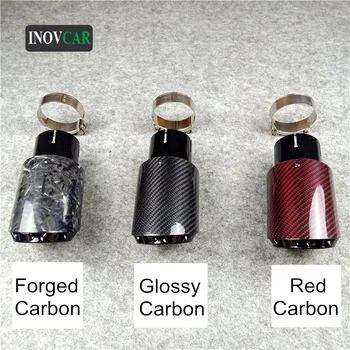 Noi 3 Modele Reale Fibra de Carbon Cu Negru Lucios din Oțel Inoxidabil de Eșapament Țeava de Capăt Pentru Trei Straturi Singură Mașină de Evacuare Înapoi 1 BUC