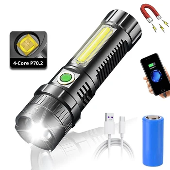 ZK20 LED-uri Puternice XHP70.2 Lanterna USB Reîncărcabilă COB rezistent la apa Lanterna Zoom Lanterna cu Puterea Display Super Luminos