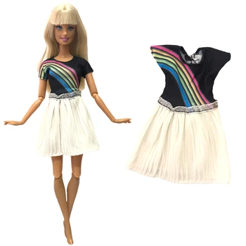 NK 1 buc Papusa Drăguț Rochie Curcubeu Tricou Handmade Fusta Haine Accesorii pentru Barbie Papusa de Jucarie pentru Copii 286D DZ