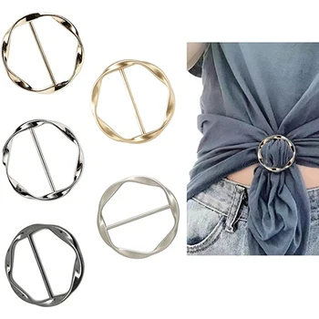 5PCS Eșarfă de Mătase Inel Clip de T-shirt Clipuri Cravată pentru Femei de Moda de Metal Rotund Cerc Clip Catarama Îmbrăcăminte Inel Folie de Titular