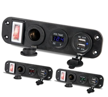 prin DHL/Fedex 20buc Incarcator Auto Dual USB Adaptor 12V pentru Bricheta Plug Cu LED-uri Voltmetru Pe butonul de oprire pentru Masina de Barca