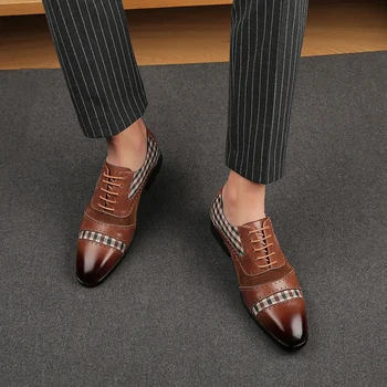 Italian de Lux, Pantofi pentru Barbati din Piele de Afaceri Britanic pentru Bărbați Pantofi pentru Bărbați Subliniat Toe Brown Bocanc Banchet de Nuntă, Pantofi Derby