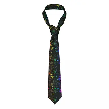 Spațiu Unisex Cravata Slim Poliester 8 cm Lățime Luna Steaua Gât Cravate pentru Barbati Costume Accesorii Gravatas Cosplay elemente de Recuzită