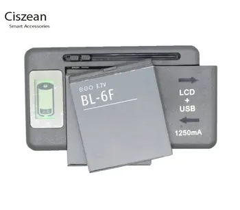Ciszean 2x 3.7 V 1200mAh acumulator BL-6F Telefon Înlocuire Baterie +Încărcător Universal pentru Nokia N78 N79 N95 6788 6788I BL6F baterii