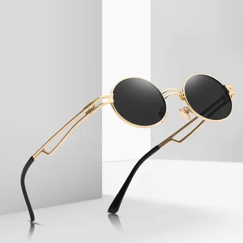 Stil de moda de metal ochelari, pentru femei, cadru rotund, la modă, ochelari de soare, rezistent la UV ochelari de soare 9101