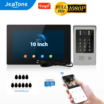 JeaTone 1080P WiFi interfon Video în casă particulară fără Fir 10 Inch Touch Screen Monitor cu Cablu Usa RFID, Cod de Tastatura