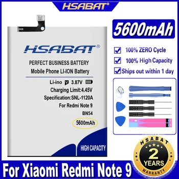 HSABAT BN54 5600mAh Baterie pentru Xiaomi Redmi Nota 9 Note9 (5G) / Redmi 10X (4G) Baterii