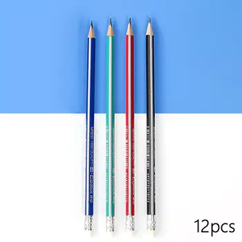 12x Creioane din Lemn Duritate mai Mare cu Radieră pentru Papetărie Ambarcațiuni
