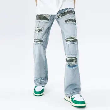 2023 Ropa Grunge Y2K Streetwear Rupt Blugi Pantaloni Largi Pentru Bărbați Îmbrăcăminte de Drept Vechi de Hip-Hop Pantaloni din Denim Vetements Homme