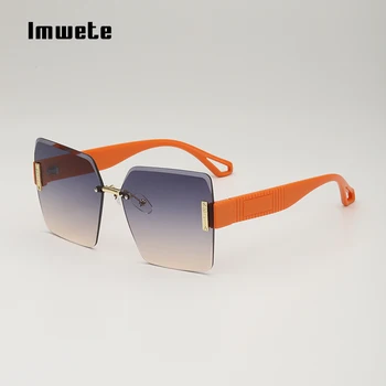 Imwete fără ramă Pătrată Femei ochelari de Soare Retro Negru Gradient de Ochelari de Soare pentru Barbati Mare Cadru ochelari de soare UV400 Ochelari de vedere Nuante