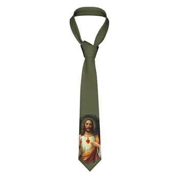 Preasfânta Inimă A lui Isus Catolică Tradițională Bărbați Cravate Poliester 8 cm Gât Îngust Cravată pentru Bărbați Tricou Accesorii Cravata de Afaceri