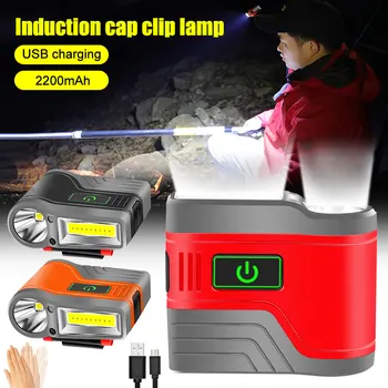 LED-uri portabile de Pescuit Far 15cm Senzor Inteligent Capac Clip Light USB Reîncărcabilă Putere de Afișare în aer liber Camping Faruri Lampa