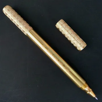 EDC Nou Aur Alamă Pen lucrate Manual din Alama Stilou Cadou de Metal Semnătura Pen Design Original Tactice de Auto-apărare Cupru Stilou Cutie Creion