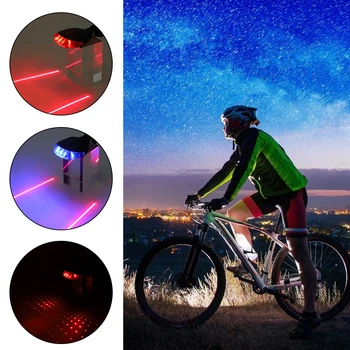 Luzes traseiras imperme��veis de bicicleta, luzes de vas de mesagerii com laser de seguran?o para bicicleta, acess��rios para bicicleta