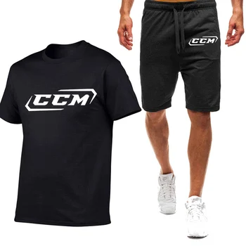 CCM Brand de Imprimare de Vară Populare Barbati tricou+pantaloni Scurți Costum barbatesc Costum de Sport de Moda Casual cu mânecă Scurtă T-shirt Set Bărbați Îmbrăcăminte