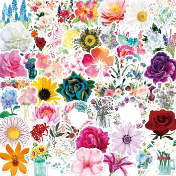 Flori frumoase În 50 de Fotografii Autocolante de Desene animate Drăguț Impermeabil Copii Jucarii Papetarie Decorative Mobile DIY Meșteșug Eticheta Decalcomanii