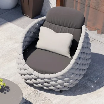 Moderne în aer liber-Canapea-Sessel Mit gewebtem Seil-und abnehmbarem Kissen în Grâu und Schwarz