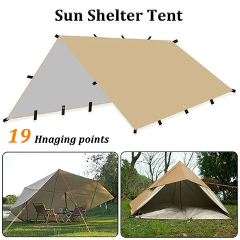 Camping Cort, Prelată 19 Puncte Agățat de Supraviețuire Adăpost de Soare în aer liber rezistent la apa Ultralight Adăpost de Soare pentru Drumetii Montane Plaja