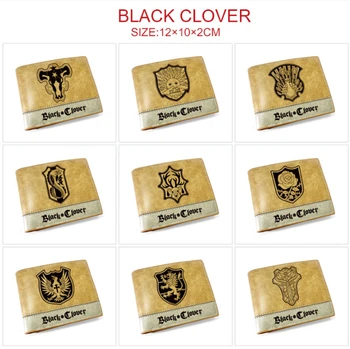Anime Negru Clover Logo-Ul Relief Portofel Băieți Fete Carduri De Bani Pungă Nouă Dublu Ori Scurt Portofel